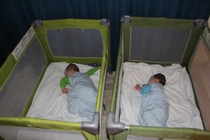 Playpens for the Twins Were Hard and Dirty - I Was Very Happy That I Brought My Own Sheets
