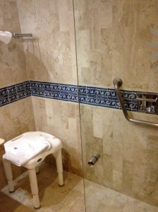 Wheel-In Shower With Portable Shower Bench