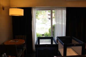 The Patio Doors Open to the Street, There are Some Plants and Landscaping Separating the Patio Area and the Public Sidewalk